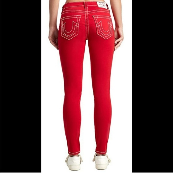 True religion Jennie skinny jeans in red with white stitching. Size 29 - Picture 1 of 15